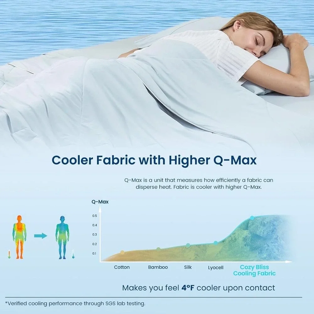 Cozy Bliss Cooling Comforter Twin Size Beige Lightweight Blanket Hot Sleepers